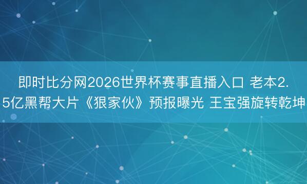 即时比分网2026世界杯赛事直播入口 老本2.5亿黑帮大片《狠家伙》预报曝光 王宝强旋转乾坤
